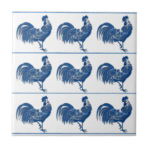 Blue Dutch Roosters Ceramic Tegel Tegeltje