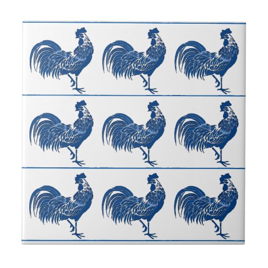 Blue Dutch Roosters Ceramic Tegel Tegeltje (Voorkant)