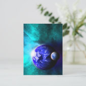 Blue Earth Maan Ruimte Briefkaart (Staand voorkant)