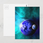 Blue Earth Maan Ruimte Briefkaart (Voorkant / Achterkant)