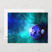 Blue Earth Maan Ruimte Briefkaart (Voorkant / Achterkant)