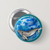 Blue Earth Whale Ronde Button 5,7 Cm (Voorkant /achterkant)