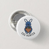 Blue Easter Bunny, Egg Hunter Ronde Button 3,2 Cm (Voorkant /achterkant)