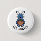 Blue Easter Bunny, Egg Hunter Ronde Button 3,2 Cm (Voorkant)