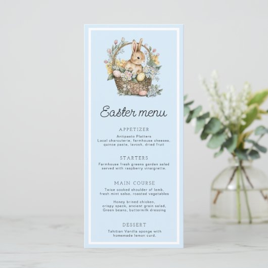 Blue Easter Bunny Menu (Staand voorkant)