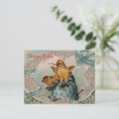 Blue Easter Egg en Chicks  Briefkaart (Staand voorkant)
