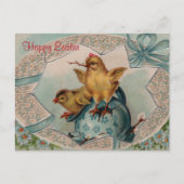 Blue Easter Egg en Chicks  Briefkaart (Voorkant)