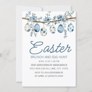 Blue Easter Egg Hunt Brunch Kaart