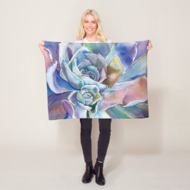 Blue Echeveria Succulent Fleece Blanket, 3 maten Deken