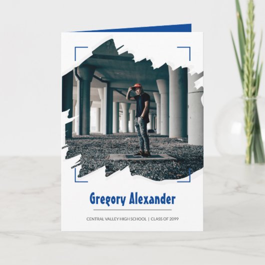 Blue Edgy Abstract Afstuderen penseelfoto (Voorkant)