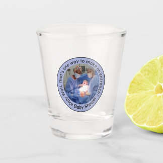 Blue Editable Celebrating Cesarean Birth Shot Glas