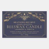 Blue Editable Tarot Honeybee Candle Étiquette (Devant)