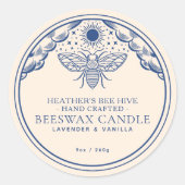 Blue Editable Tarot Honeybee Candle Étiquette (Devant)