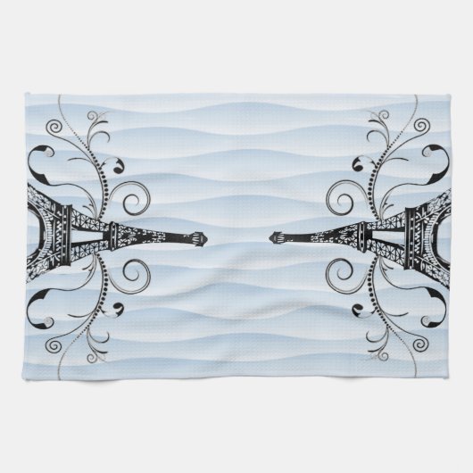 Blue Eiffel Towel Flourish Kitchen Towel Theedoek (Horizontaal)