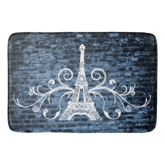 Blue Eiffel Towel Grunge Bath Mat (Voorkant)