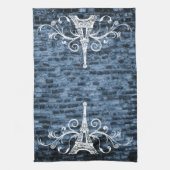 Blue Eiffel Towel Grunge Kitchen Towel Theedoek (Verticaal)