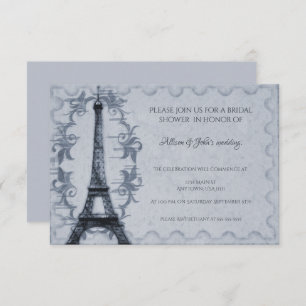 Blue Eiffel Tower Bridal Shower-uitnodiging Kaart