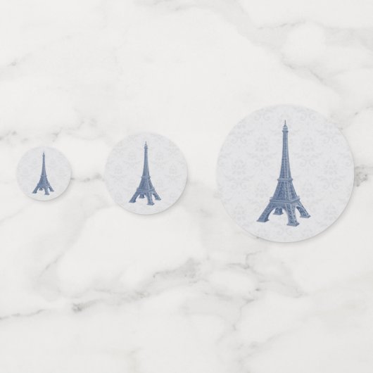 Blue Eiffel Tower Damask Wedding Table Confetti (Voorkanten)