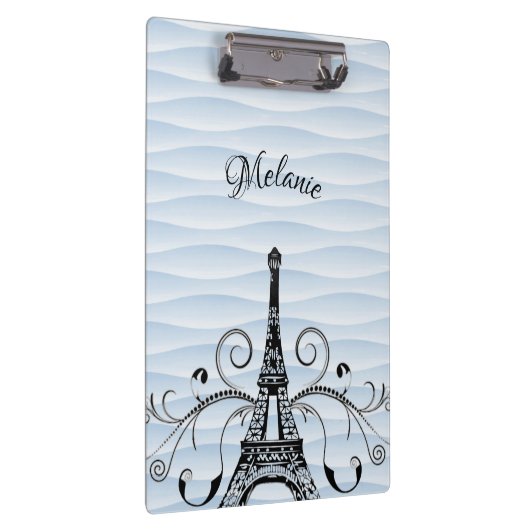 Blue Eiffel Tower Flourish Cliboard Klembord (Rechts)