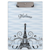 Blue Eiffel Tower Flourish Cliboard Klembord (Voorkant)