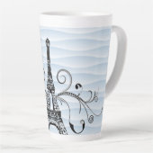 Blue Eiffel Tower Flourish Latte Mok (Rechterhoek)