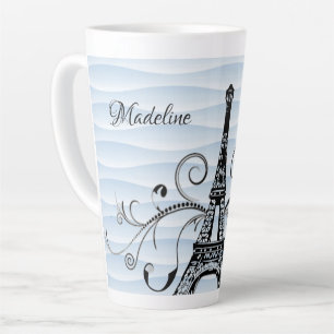 Blue Eiffel Tower Flourish Latte Mok