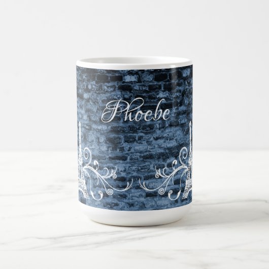Blue Eiffel Tower Grunge Café Mug (Centre)
