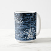 Blue Eiffel Tower Grunge Café Mug (Devant droit)
