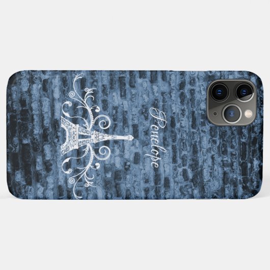 Blue Eiffel Tower Grunge Coque-Mate coque iphone (Dos (Horizontal))