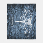 Blue Eiffel Tower Grunge Fleece Blanket Deken (Voorkant)