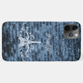 Blue Eiffel Tower Grunge Hoesje-Mate iPhone Case (Achterkant (horizontaal))