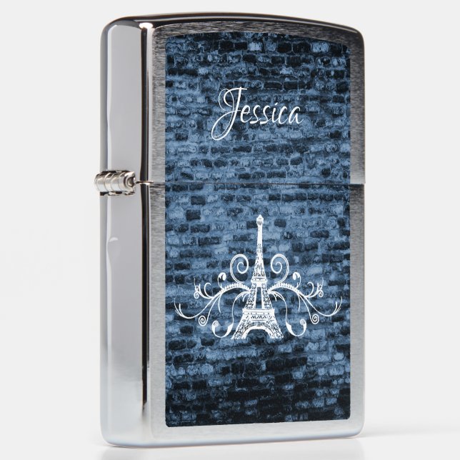 Blue Eiffel Tower Grunge Lighter (Rechts)
