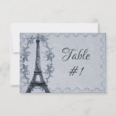 Blue Eiffel Tower Reception Table Card Kaart (Voorkant)