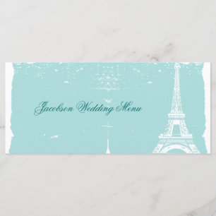 Blue Eiffel Tower Wedding Menus Menu