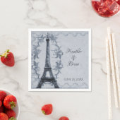 Blue Eiffel Tower Wedding Paper Napkins Servet (Insitu)