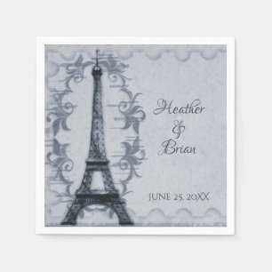 Blue Eiffel Tower Wedding Paper Napkins Servet