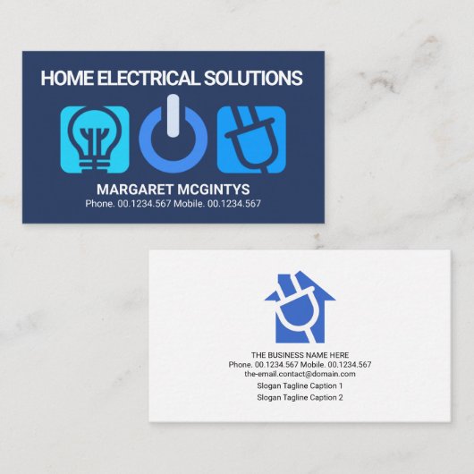 Blue Electric Button Panel Home Electrical Service Visitekaartje (Voorkant / Achterkant)