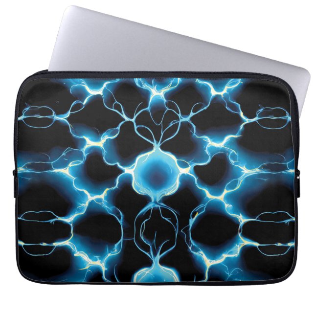 Blue Electric Synapse Repair Pattern Laptop Sleeve (Voorkant)