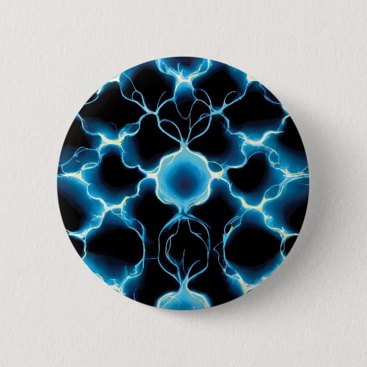Blue Electric Synapse Repair Pattern Ronde Button 5,7 Cm (Voorkant)
