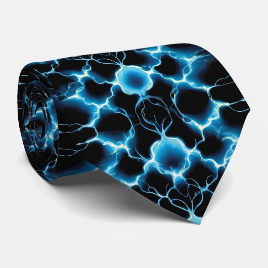 Blue Electric Synapse Repair Pattern Stropdas (Opgerold)