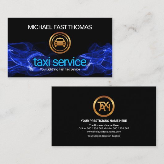 Blue Electrical Lightning Fast Taxi-driver Visitekaartje (Voorkant / Achterkant)
