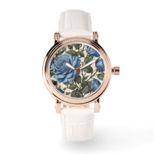 Blue Elegance:  provinciale Rozen in bloei Horloge
