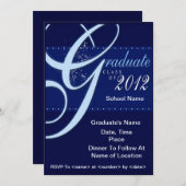 Blue Elegant Class of 2012 Graduation Invitations Kaart (Voorkant / Achterkant)