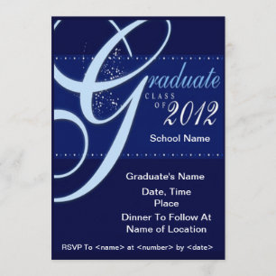 Blue Elegant Class of 2012 Graduation Invitations Kaart