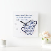 Blue Elegant classic tea cup Vierkante Klok (Huis)