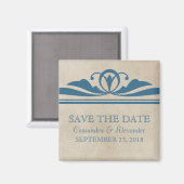 Blue Elegant Deco Save the Date Magnet Magneet (Voorkant / Achterkant)