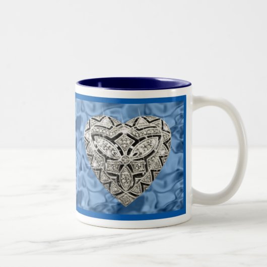 Blue Elegant Designer Heart Mok (Rechts)