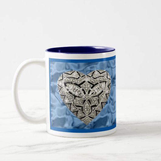 Blue Elegant Designer Heart Mok (Links)