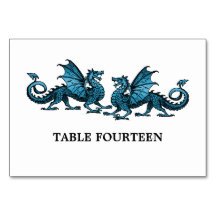 Blue Elegant Dragons Table Kaart