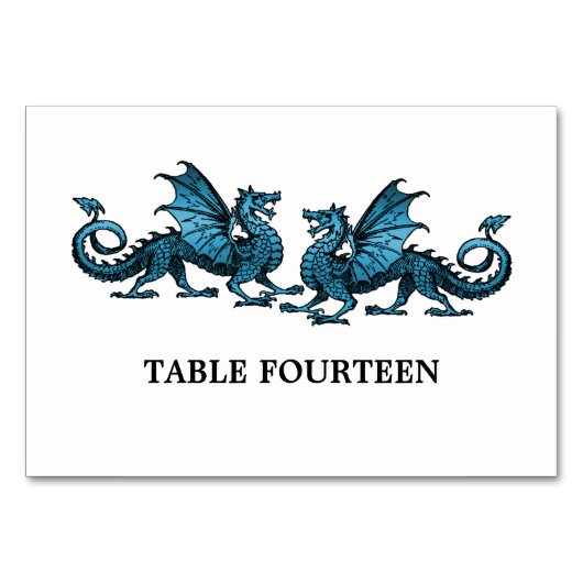 Blue Elegant Dragons Table Kaart (Voorkant)